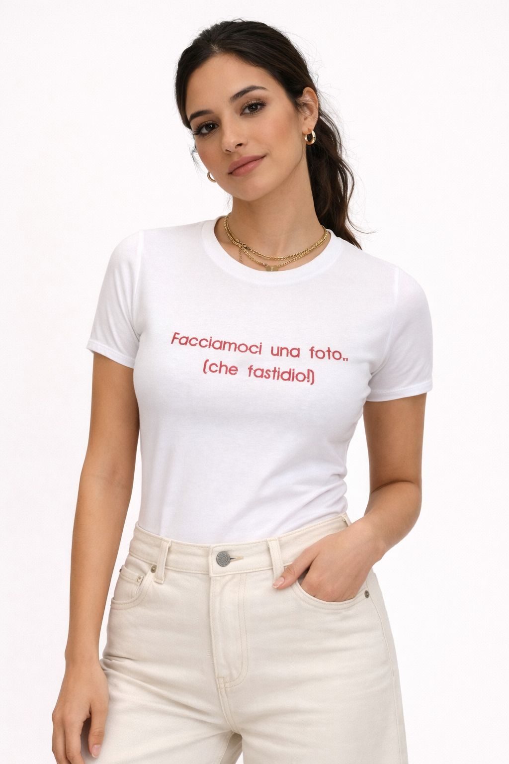 T-Shirt Donna Ricamo “Che Fastidio!” – Made in Italy