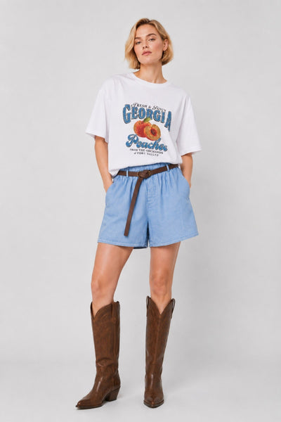 T-Shirt Donna Georgia Peaches in Cotone Made in Italy