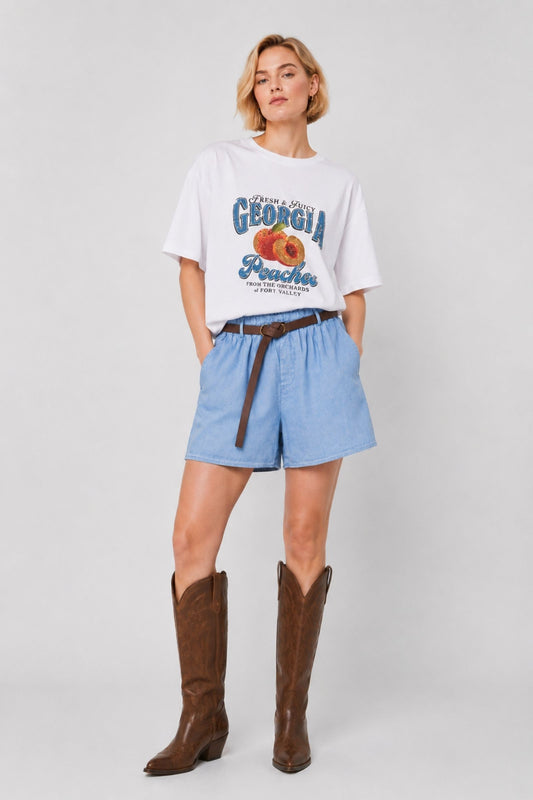 T-Shirt Donna Georgia Peaches in Cotone Made in Italy