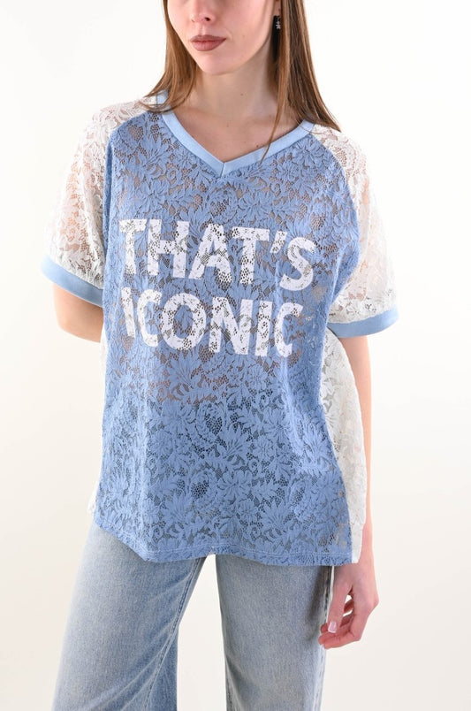 T-Shirt in pizzo “That’s Iconic”