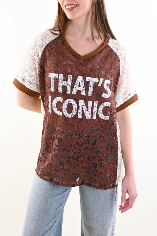 T-Shirt in pizzo “That’s Iconic”