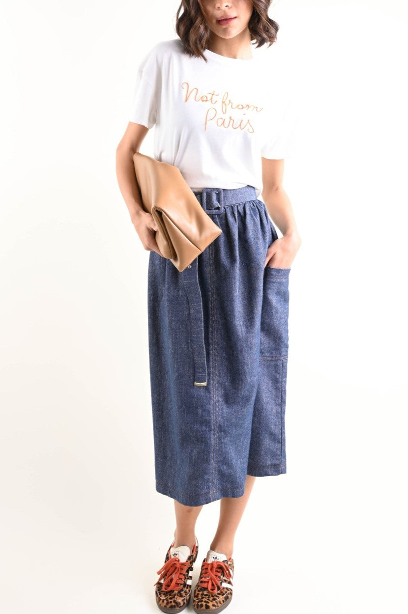 T-SHIRT PARIS – T-SHIRT CON SCRITTA RICAMATA “NOT FROM PARIS”