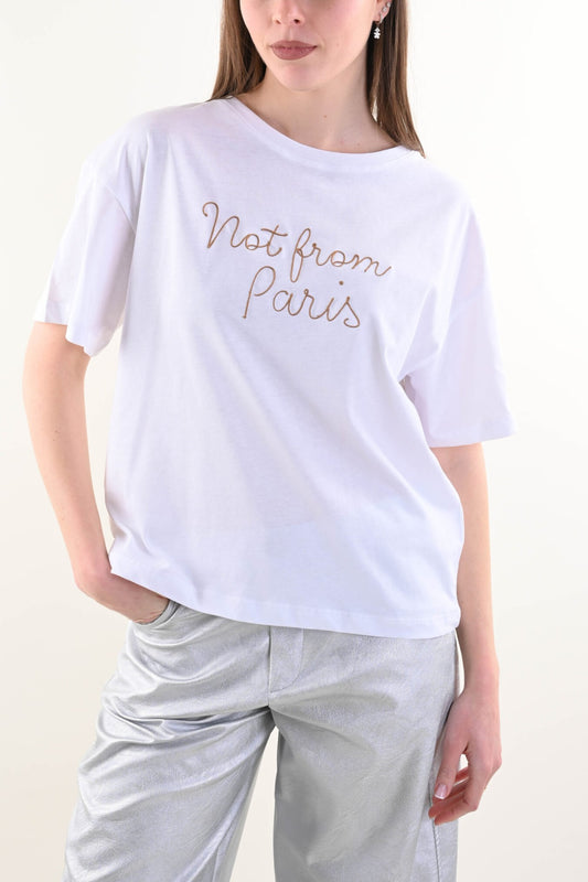 T-SHIRT PARIS – T-SHIRT CON SCRITTA RICAMATA “NOT FROM PARIS”