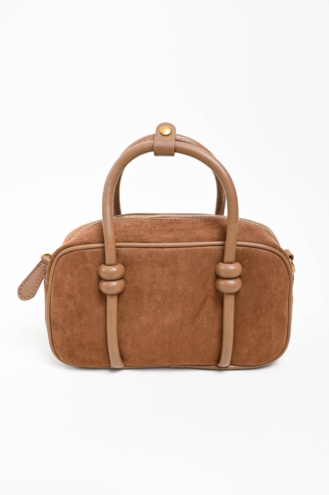 Bauletto a Mano in Suede con Dettagli in Similpelle