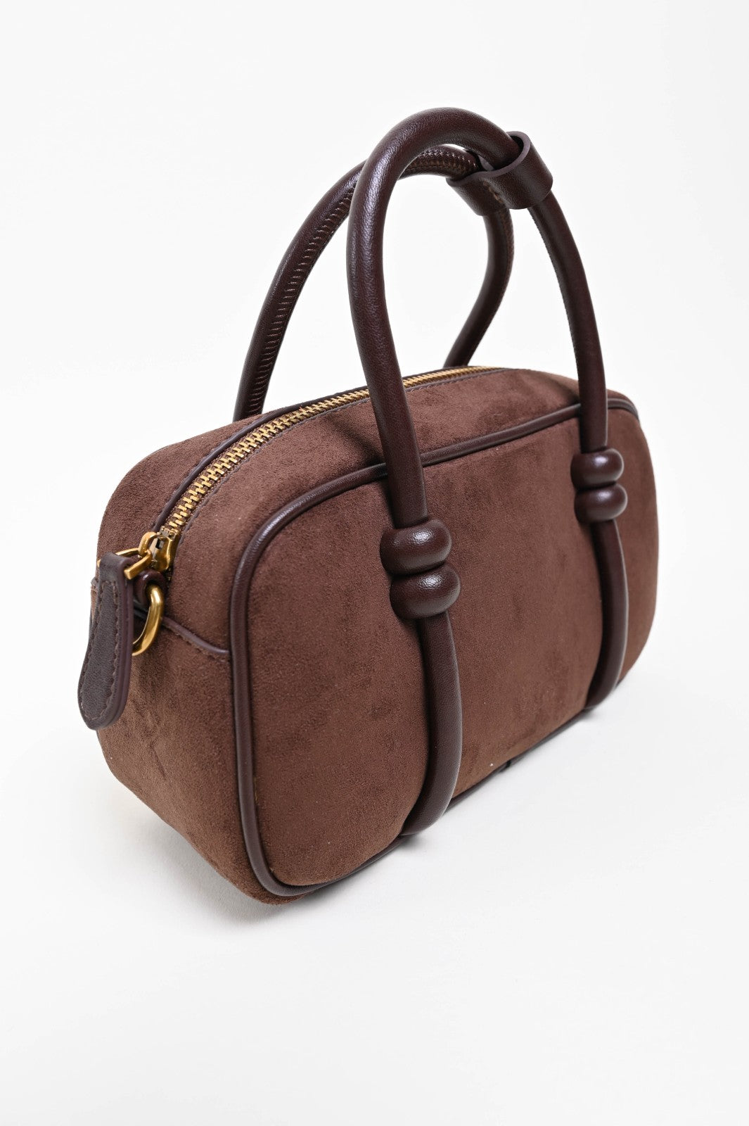 Bauletto a Mano in Suede con Dettagli in Similpelle