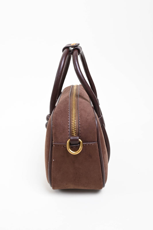 Bauletto a Mano in Suede con Dettagli in Similpelle