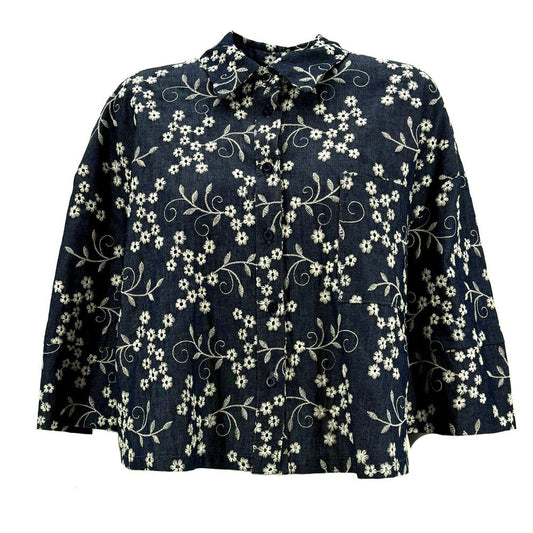 Camicia Flora – ricamo floreale denim - Il mio negozio