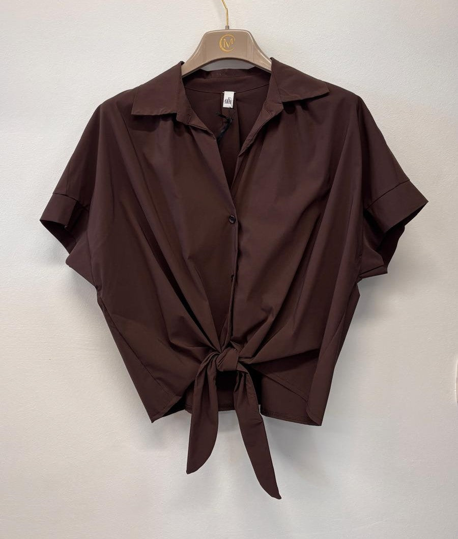 Camicia in Viscosa con Nodo Frontale Donna – Made in Italy