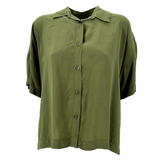 Camicia Over Tania – viscosa verde militare - Il mio negozio