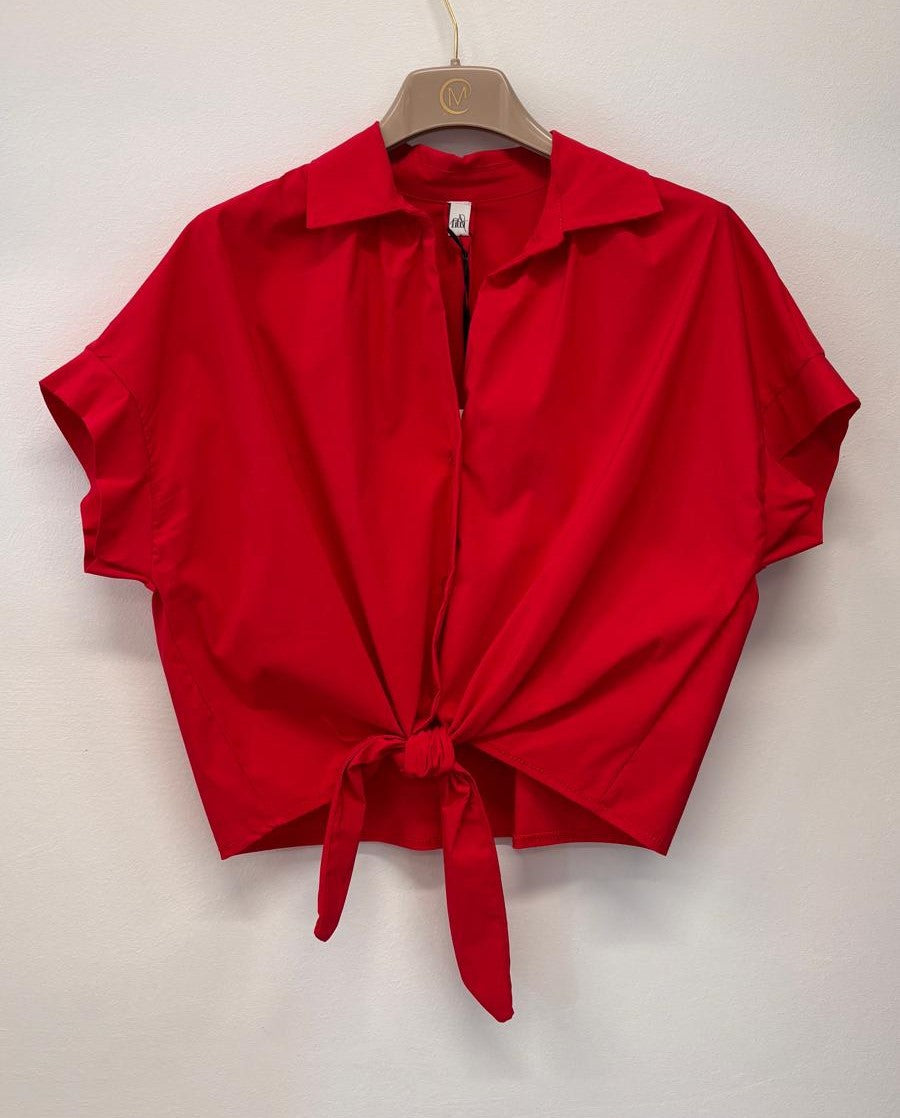 Camicia in Viscosa con Nodo Frontale Donna – Made in Italy