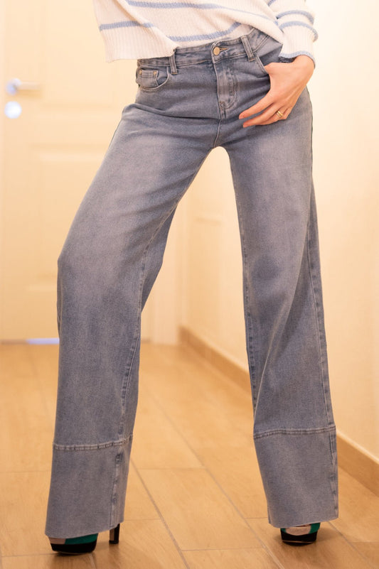 Jeans Wide Leg Gianna con Risvolto - Il mio negozio