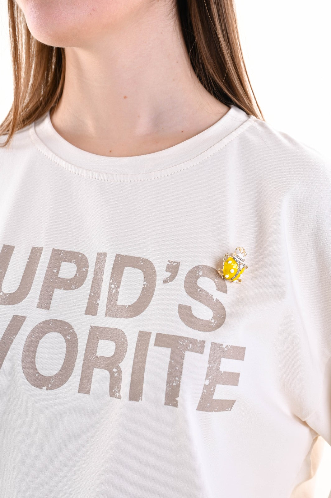 T-Shirt Cupido con Inserti in Pizzo “Cupid’s Favorite”