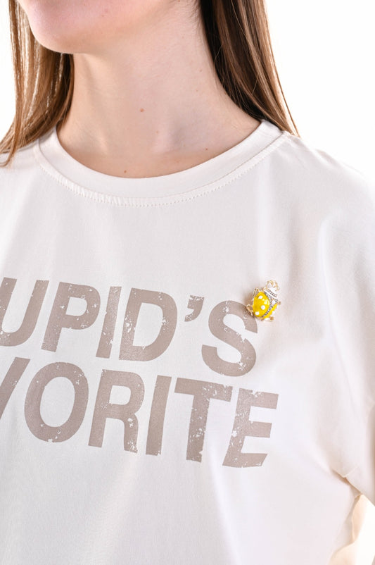 T-Shirt Cupido con Inserti in Pizzo “Cupid’s Favorite”